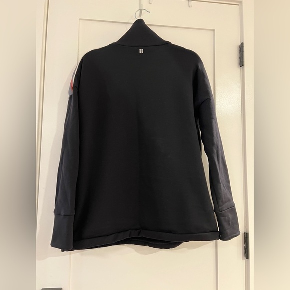 Sweaty Betty Freedom Thermal Running Black Pullover Orange Zipper Gray Trim M - Picture 9 of 9